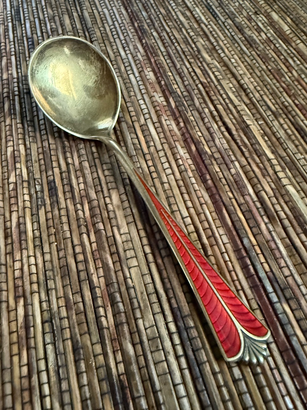 David Andersen Norway Sterling Silver Spoon Enamel Guilloche Gilt Vintage